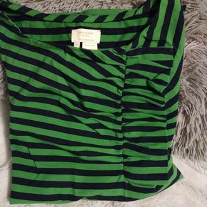 Kate Spade Livia Green/Navy striped top Size S